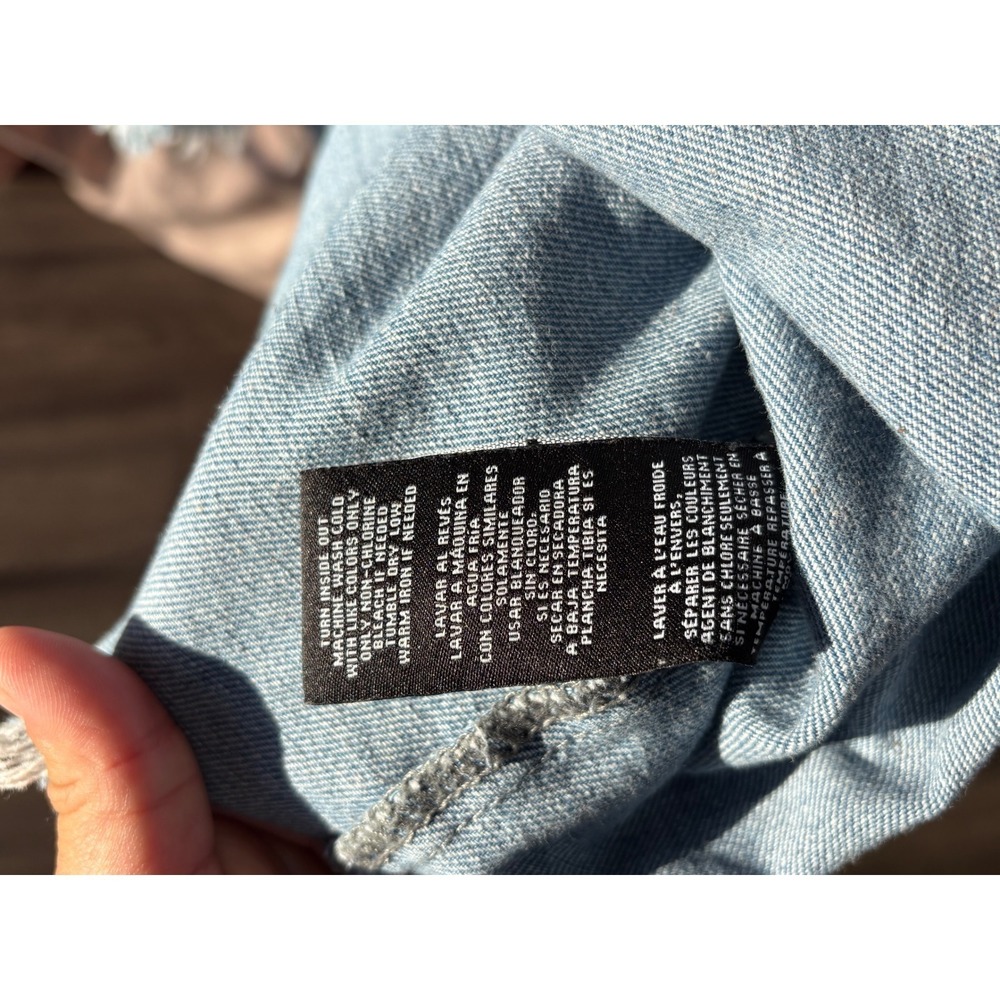 One5One Denim Jacket 100% Cotton Plus 2X Frayed Raw Hem Button Front Shirt - Picture 10 of 11